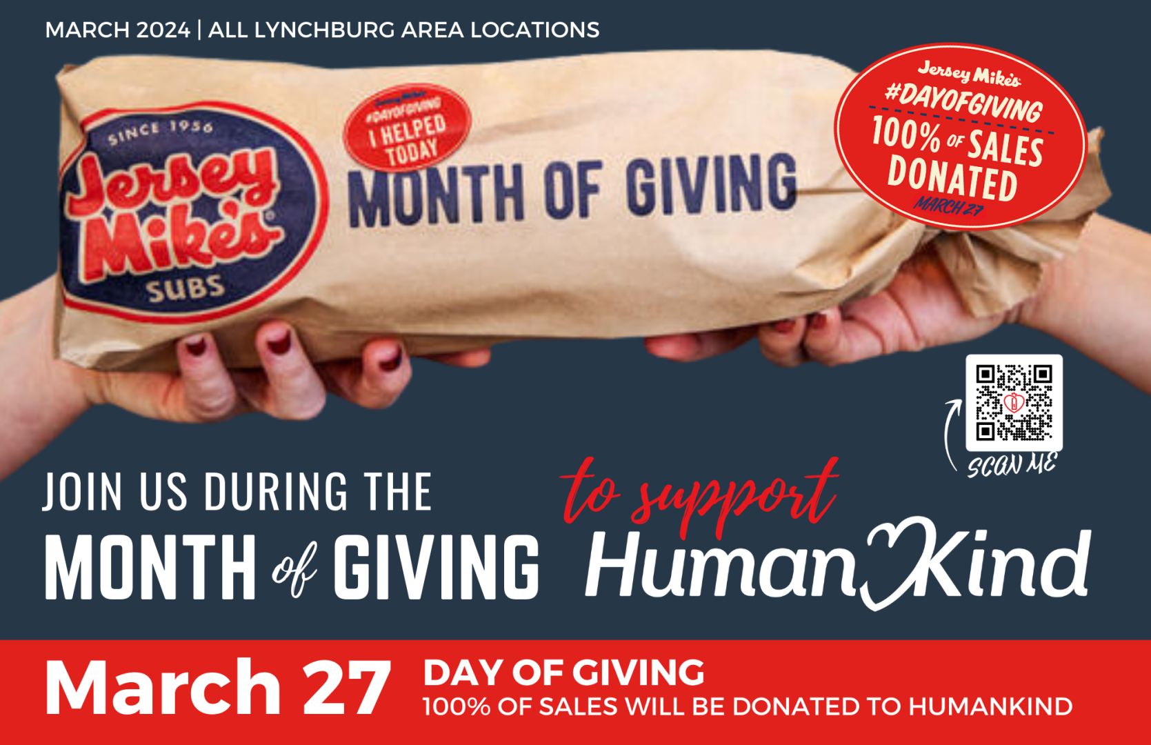 HumanKind announced as Jersey Mike’s Month of Giving Partner March