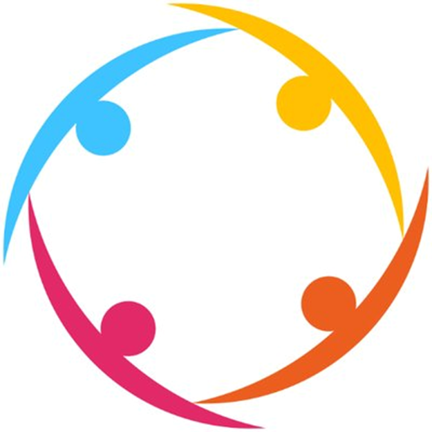 Our logo is a circle of four individuals supporting each other.