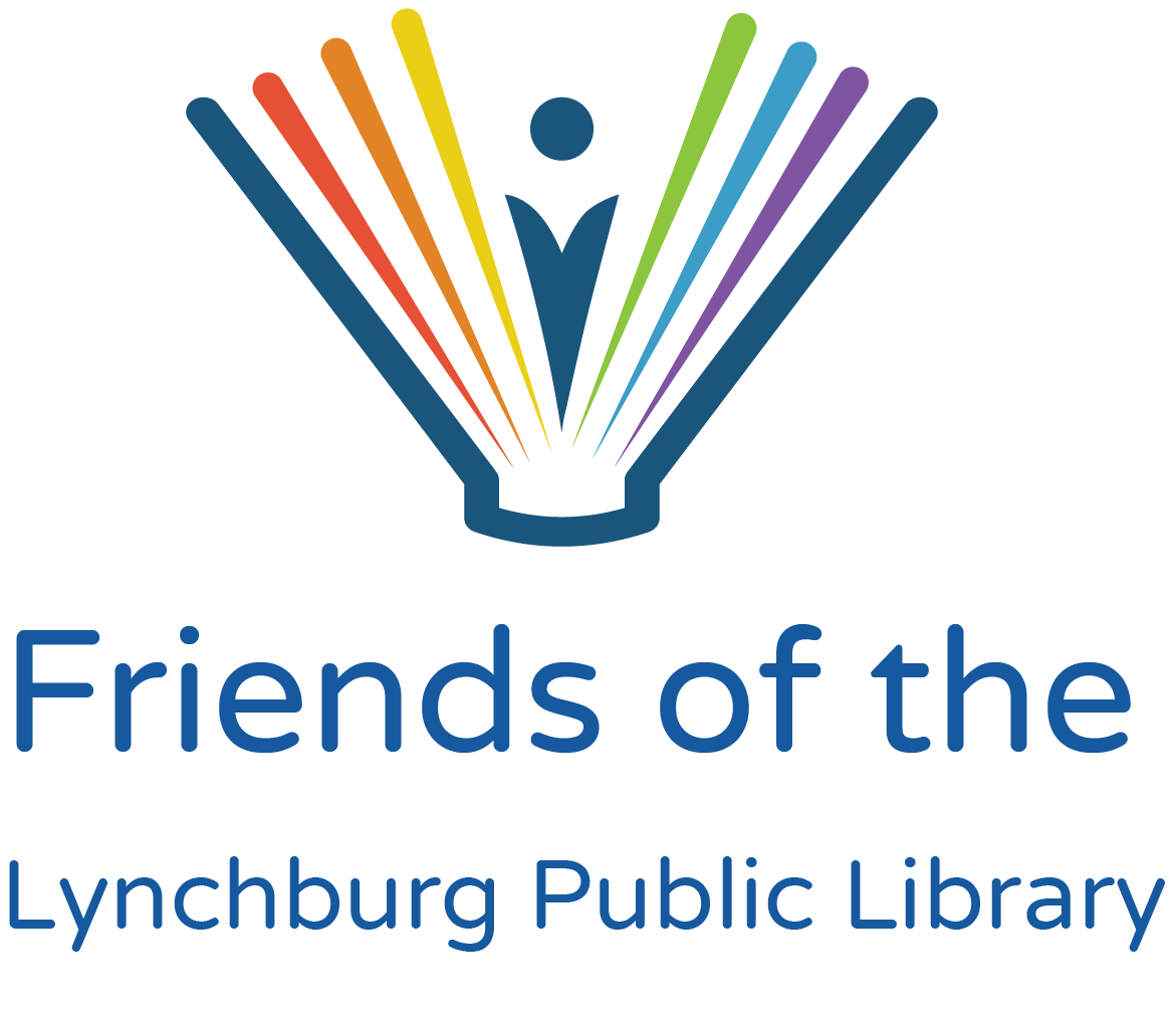 Friends of the Lynchburg Public Library image of a book opening with colorful pages 