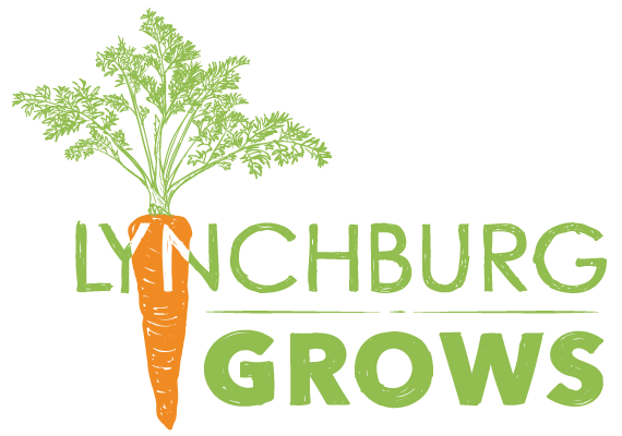 Lynchburg Grows written in green with an orange carrot behind the Y and N,