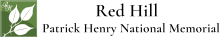 Logo for Patrick Henry's Red Hill, including a green box with white leaves inside of an Osage orange tree