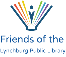 Friends of the Lynchburg Public Library image of a book opening with colorful pages 