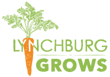 Lynchburg Grows written in green with an orange carrot behind the Y and N,